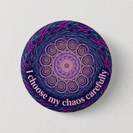 ADHD Neurodivergent Choose My Chaos Mandala Art 缶バッジ