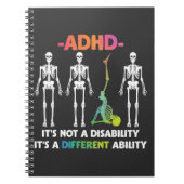 ADHD Not Disability 違う Skeleton ノートブック (正面)