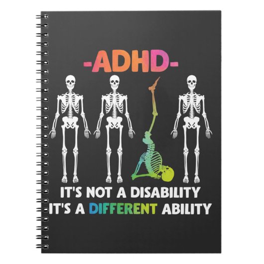 ADHD Not Disability 違う Skeleton ノートブック (正面)