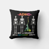 ADHD Not Disability Ability 違う Skeleton(ADHD Not D クッション (正面)