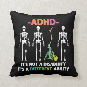 ADHD Not Disability Ability 違う Skeleton(ADHD Not D クッション