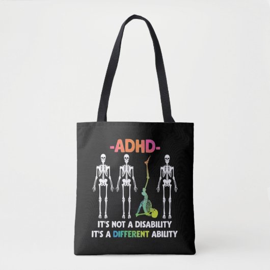 ADHD Not Disability Ability 違う Skeleton(ADHD Not D トートバッグ (正面)