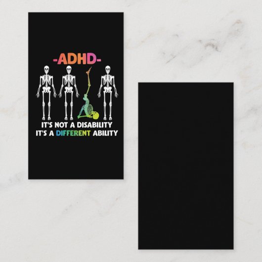 ADHD Not Disability Ability 違う Skeleton(ADHD Not D 名刺 (正面/裏面)