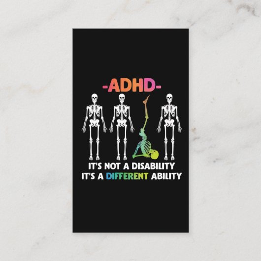 ADHD Not Disability Ability 違う Skeleton(ADHD Not D 名刺 (正面)