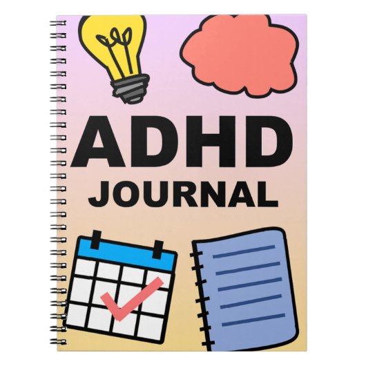 ADHD Notebook Journal – フォーカス、トラック、リフレクト ノートブック (正面)