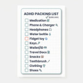 ADHD Packing List Minimalist Travel Checklist ポストイット (正面)