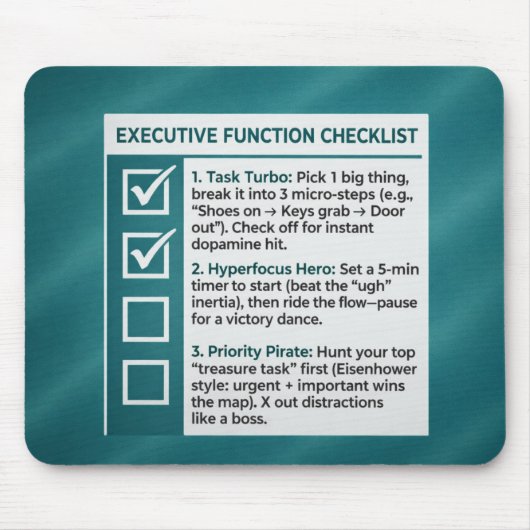 ADHD Productivity Executive Function Checklist マウスパッド (正面)