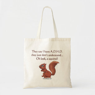 ADHD Squirrel Humor トートバッグ