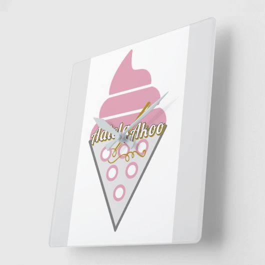 Adiela Akooによる抗し難いアイスクリームの壁時計 スクエア壁時計 (傾斜)