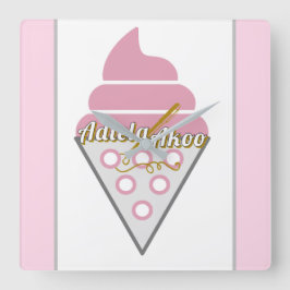 Adiela Akooによる抗し難いアイスクリームの壁時計 スクエア壁時計