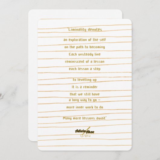 Adiela Akoo詩人によるリミナリティグリーティングカード シーズンカード (正面/裏面)