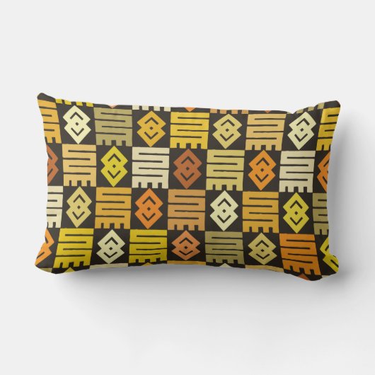 Adinkraの意味を持った記号を用いるアフリカのプリント ランバークッション (裏面)