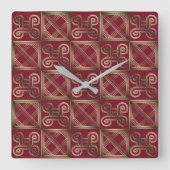 Adinkraの民族のアフリカの金記号 スクエア壁時計 (正面)