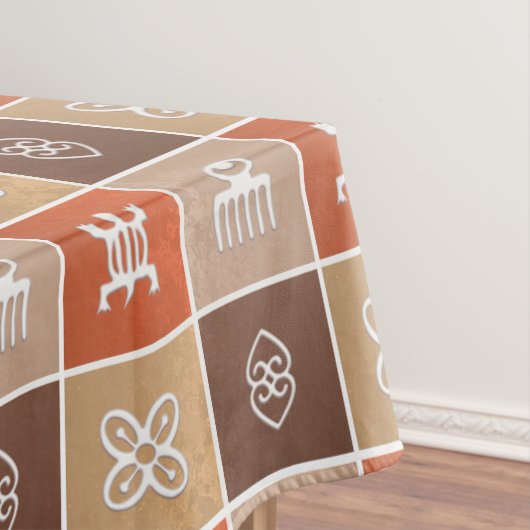 Adinkraのsimbolsが付いているアフリカパターン テーブルクロス (インサイチュ)