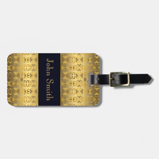 Adinkraのsimbolsが付いている民族のアフリカの金パターン ラゲッジタグ (正面横)