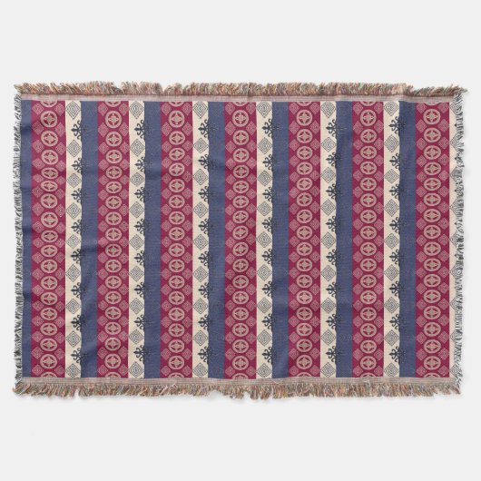 Adinkraのsimbolsが付いている民族のアフリカパターン スローブランケット (正面)