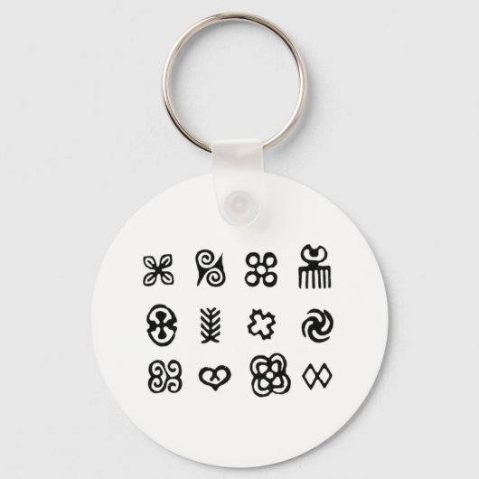 Adinkra African Symbols白黒 キーホルダー (正面)
