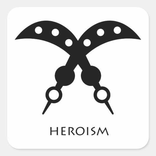 Adinkra Symbolヒロイズム( Akofena )ステッカー スクエアシール (正面)