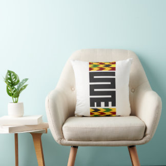 Adinkra Throw Pillow with Colorful Kente Accent クッション