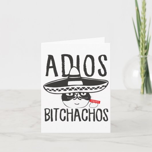Adios Achos Cat In Somberro おもしろい Cinco De Mayo Qu カード (正面)