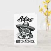 Adios Achos Cat In Sombrero Adおもしろいおもしろい カード (黄色い花)