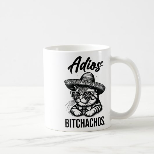 Adios Achos Cat In Sombrero Adおもしろいおもしろい コーヒーマグカップ (右)