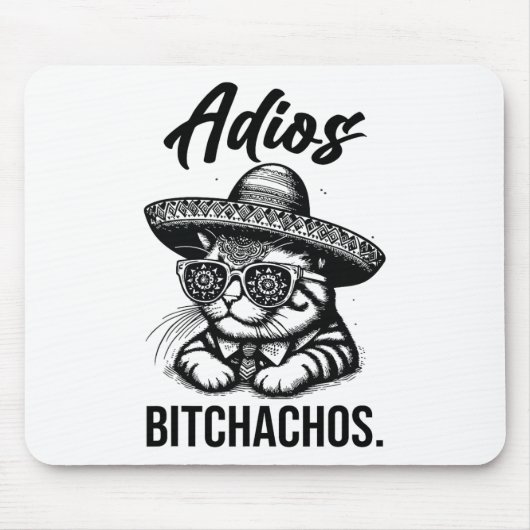 Adios Achos Cat In Sombrero Adおもしろいおもしろい マウスパッド (正面)