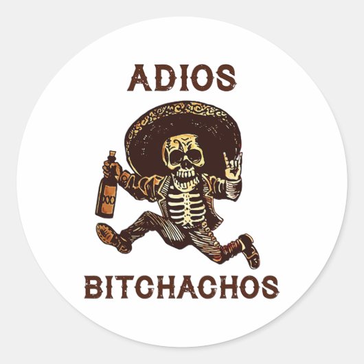 Adios Achos Cinco De Mayo Skeleton Drink ラウンドシール (正面)