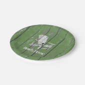 Adirondackの白い椅子あなたの文字の背景色 ペーパープレート (アングル)