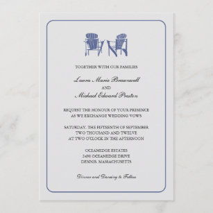 Adirondackの2脚の椅子の結婚 招待状