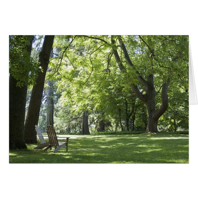 Adirondackの2脚の椅子カード (正面横)