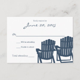 Adirondackチェアブルービーチ結婚式応答カード 出欠カード