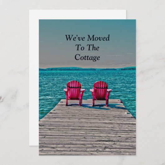 Adirondackビーチチェア新しいアドレスティール(緑がかった色)移動 案内状 (正面/裏面)