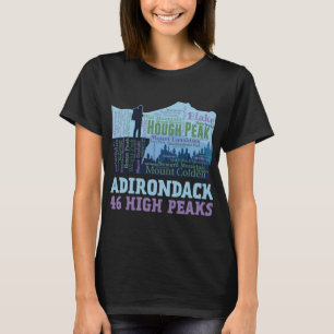 Adirondack山46ハイピークリストワードクラウド Tシャツ