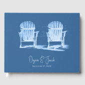 Adirondack Beach Chairs Azure Blue White Wedding ゲストブック (正面)