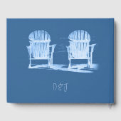 Adirondack Beach Chairs Azure Blue White Wedding ゲストブック (裏面)