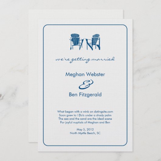 Adirondack Chairs Wedding Announcement 招待状 (正面/裏面)