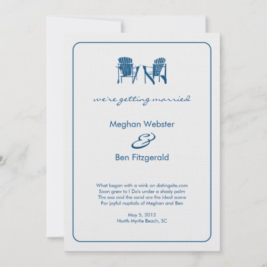 Adirondack Chairs Wedding Announcement 招待状 (正面)