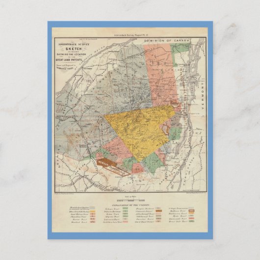 Adirondack Survey Sketch - Verplanck Colvinマップ ポストカード (正面)