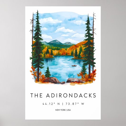 Adirondacks Watercolor National Park Poster ポスター (正面)