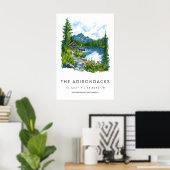 Adirondacks Watercolor Poster Adirondacks Travel ポスター (ホームオフィス)