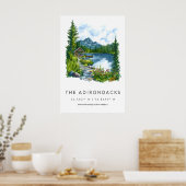 Adirondacks Watercolor Poster Adirondacks Travel ポスター (キッチン)