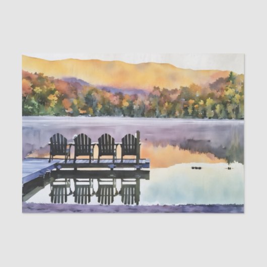 Adirondak fall Heart Lake watercolor tissue paper 薄葉紙 (正面)