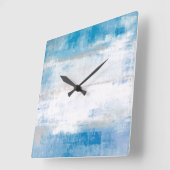 'Adjust'青と灰色の抽象芸術アート スクエア壁時計 (傾斜)