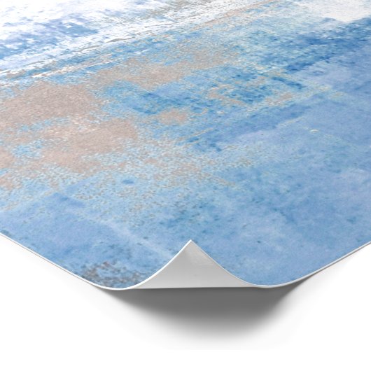 'Adjust'青と灰色の抽象芸術アート ポスター (角)