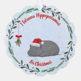 Adjustable "Wanna Hippopotamus For Christmas"  オーナメントカード