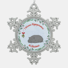 Adjustable "Wanna Hippopotamus For Christmas"  スノーフレークピューターオーナメント