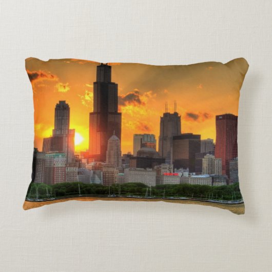 Adlerからのシカゴのスカイラインの眺め アクセントクッション (裏面)