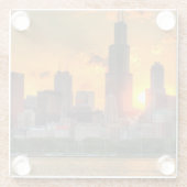 Adlerからのシカゴのスカイラインの眺め ガラスコースター (裏面)