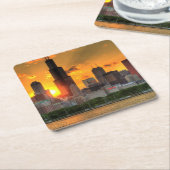 Adlerからのシカゴのスカイラインの眺め スクエアペーパーコースター (アングル)